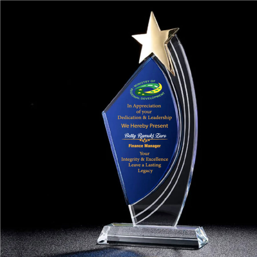 Blue and Gold Star Award Trophy