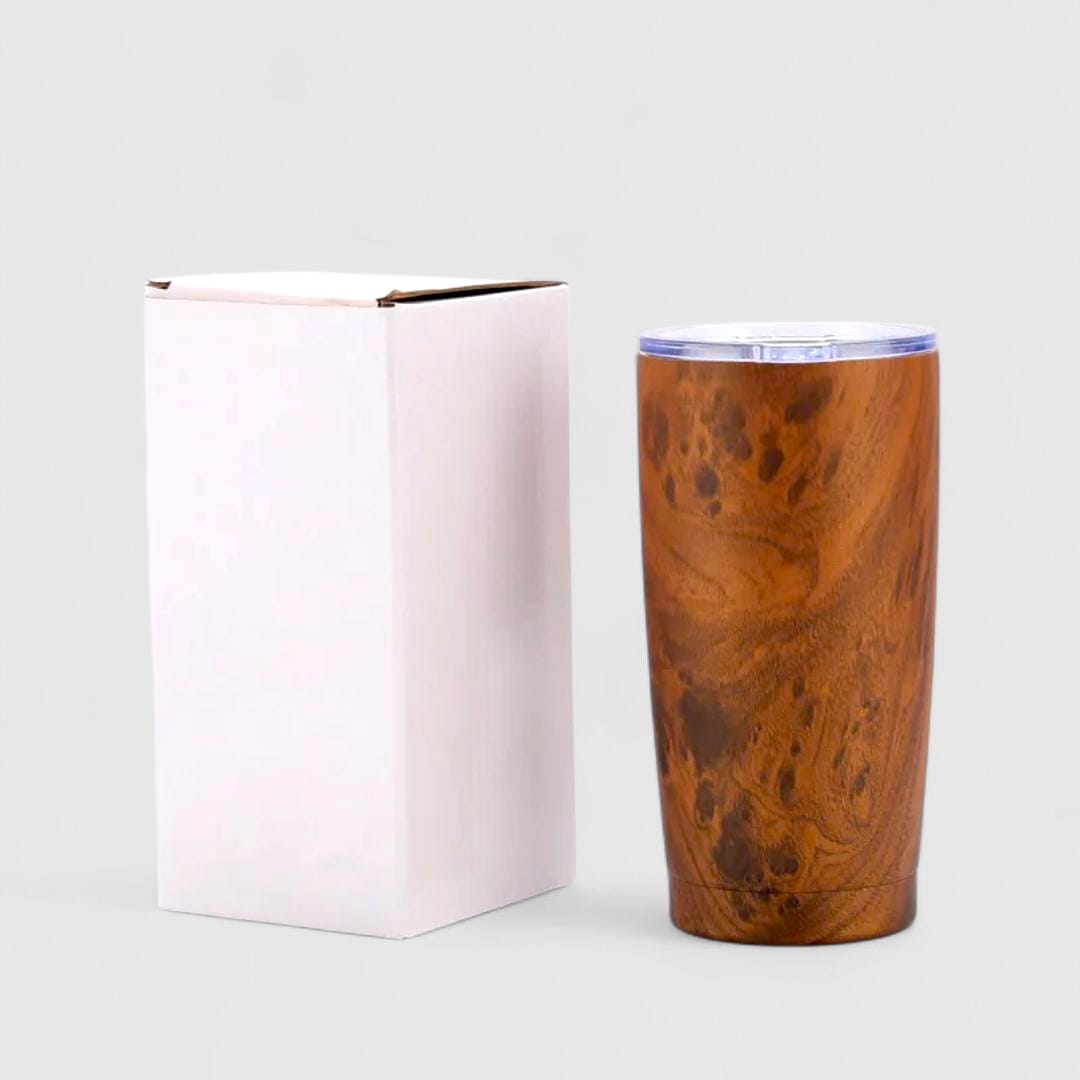 Personalized Wooden Finish Thermal Tumbler with Straw - Image 2
