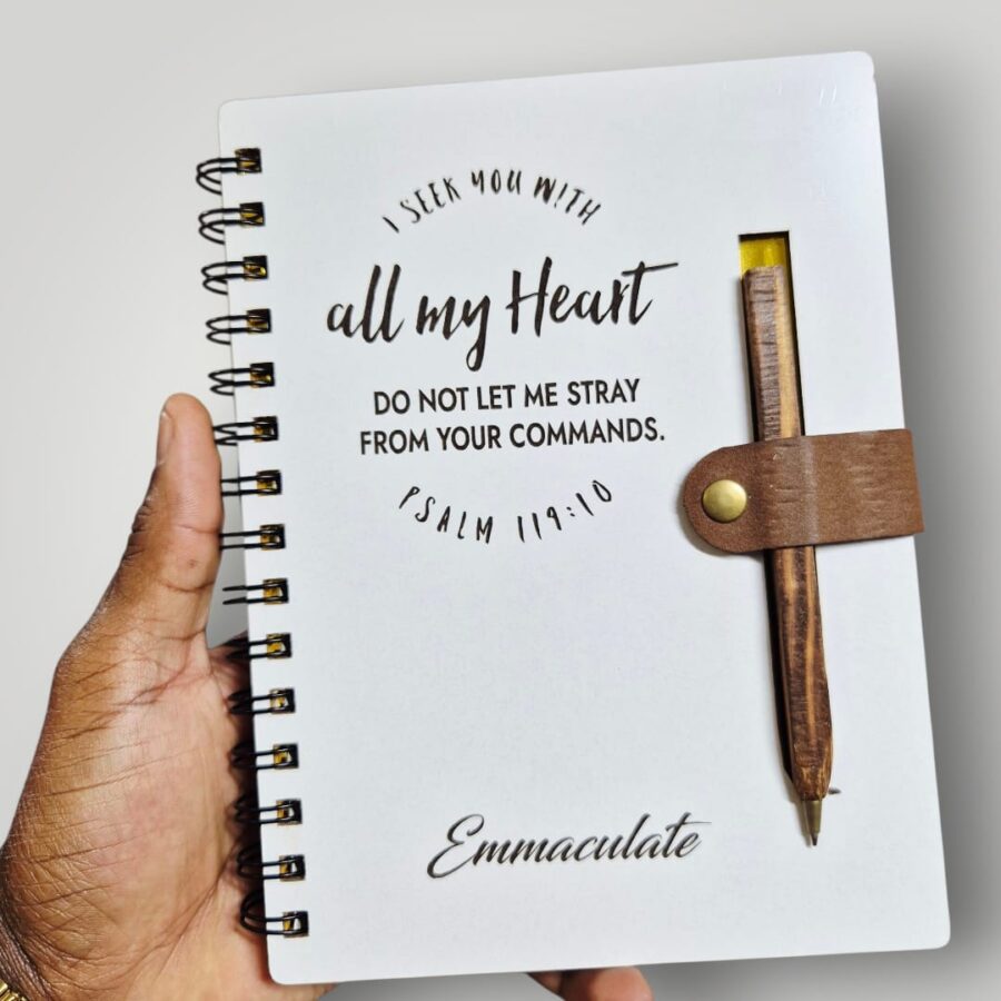 White Wooden Cover A5 Notebook