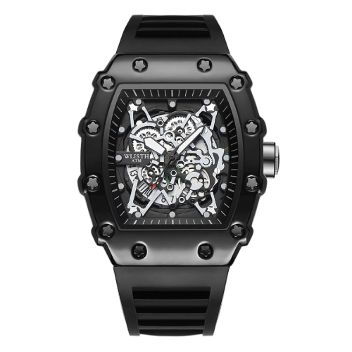 WLISTH Men's Black Skeleton Wrist Watch