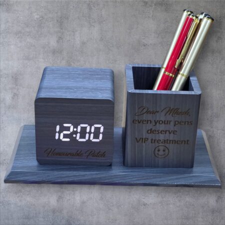 Black Bamboo Desk Organizer