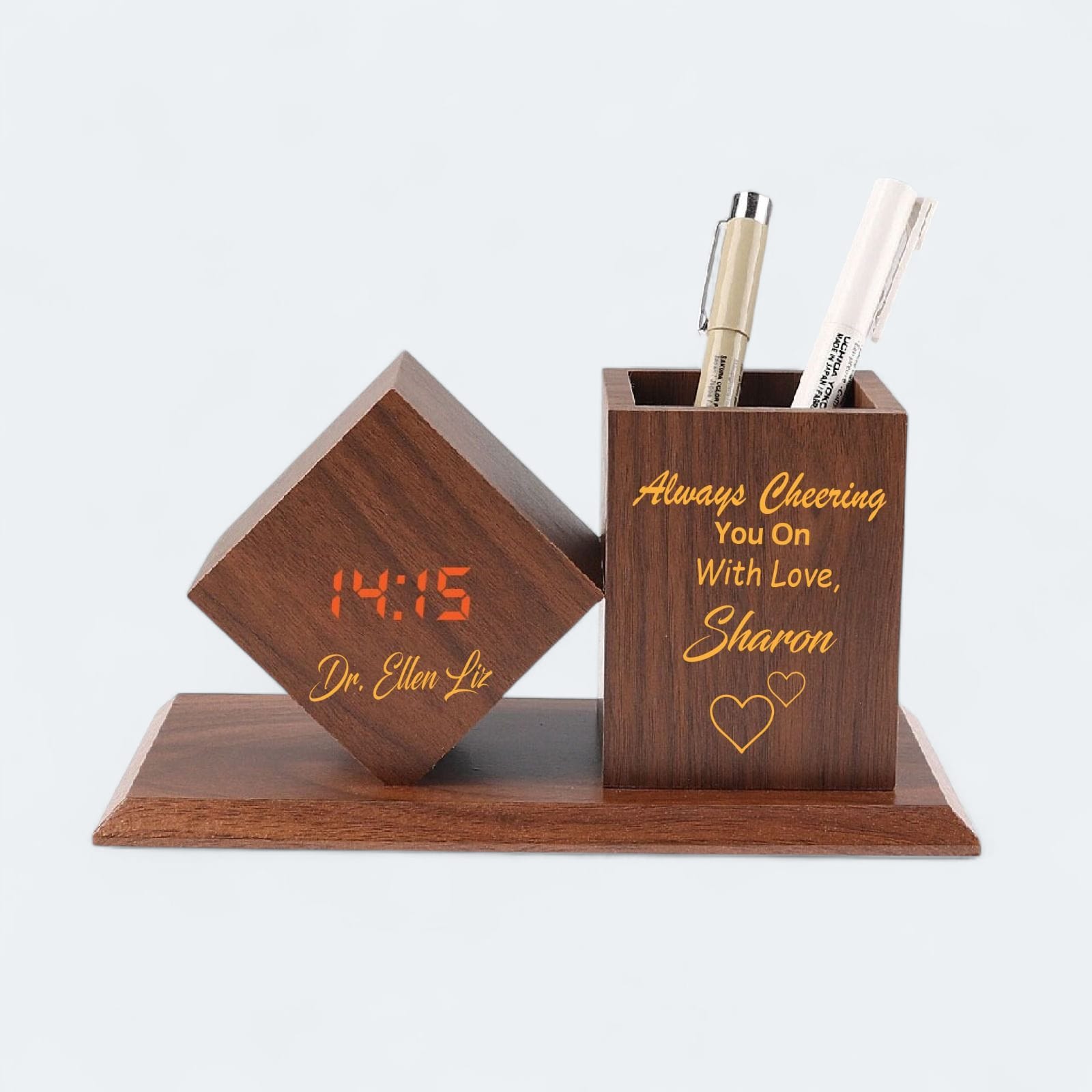 Brown Wooden Desk Organizer