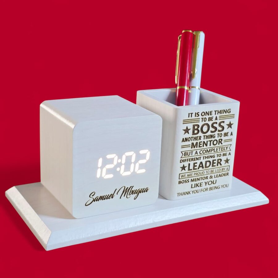 White Wood Desk Organizer