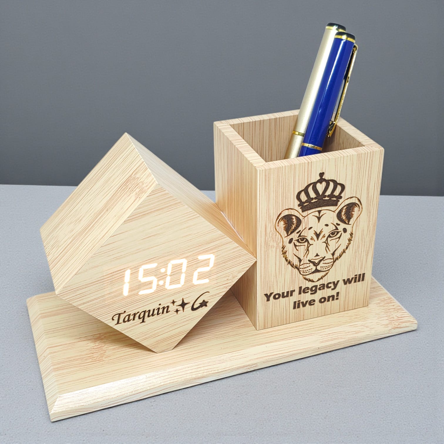 Personalized Wooden LED Pen Holder