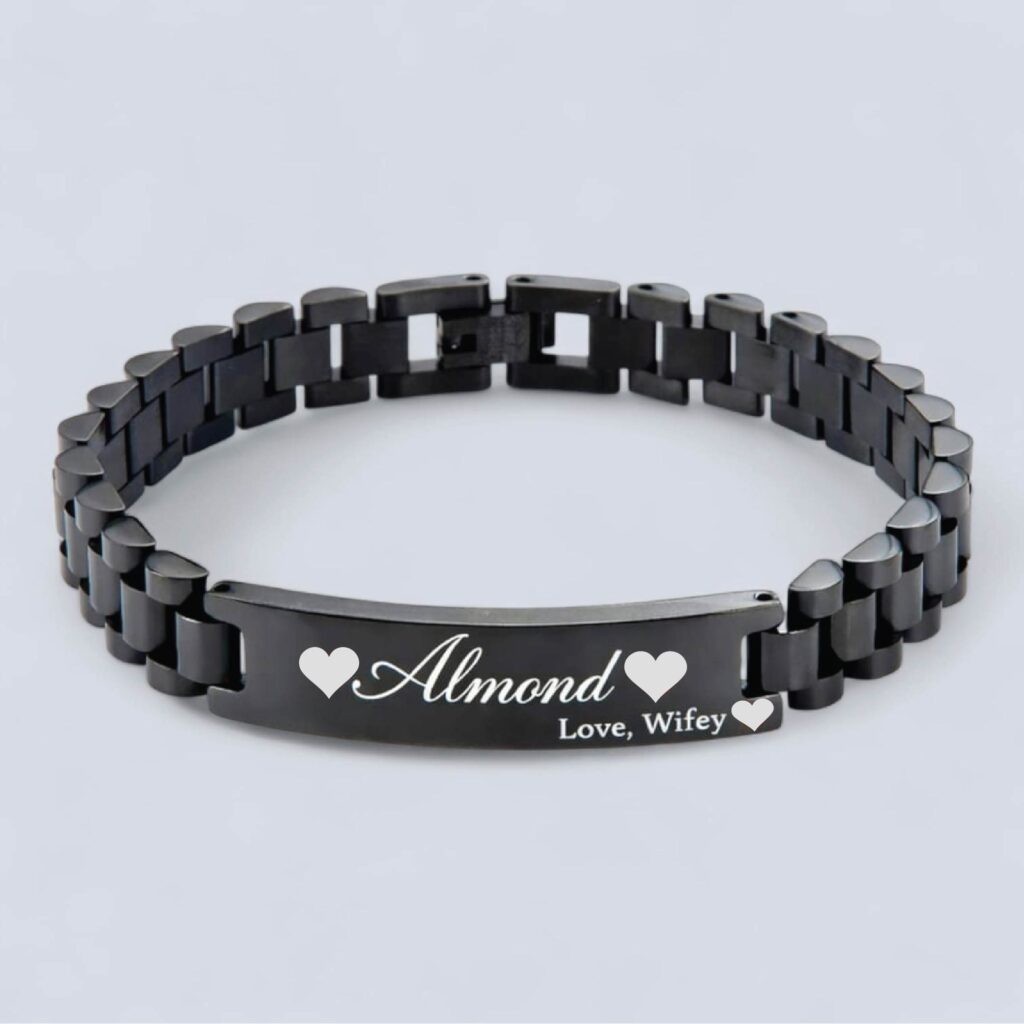 Engraved Black Stainless Steel Bracelets