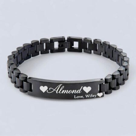 Engraved Black Stainless Steel Bracelets