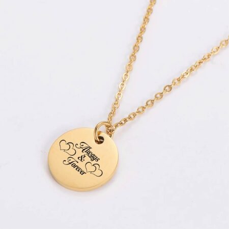 Engraved Gold Necklace For Valentine's Day