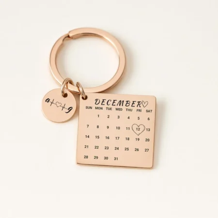 Rose Gold Calendar Keychain