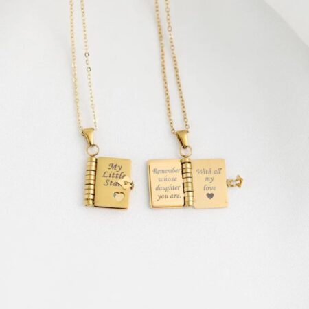 Mini Book Gold Pendant Necklace