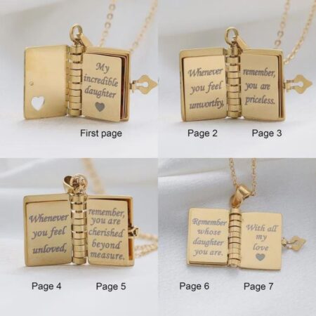 Mini Book Gold Pendant Necklace