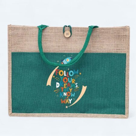 Personalized Green Jute Tote Bag