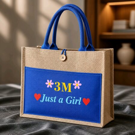 3M Just a Girl Jute Tote Bag