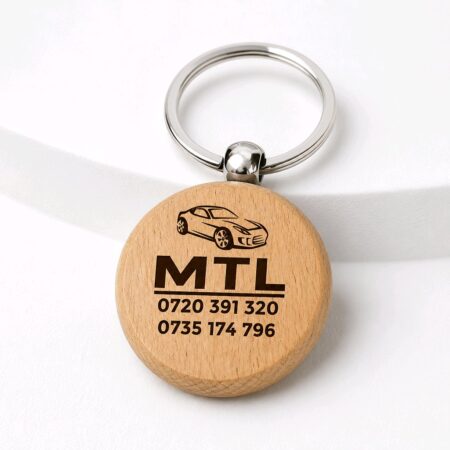 Engraved Round Wooden Key Holder
