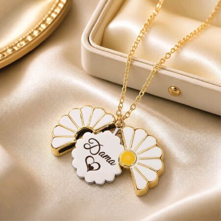 Personalized Daisy Flower Pendant Necklace