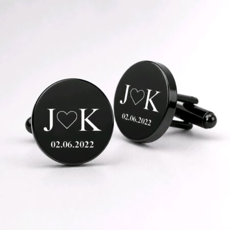 Personalized Black Round Cufflinks