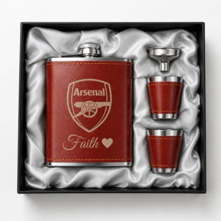Personalized Brown Hip Flask Gift Set