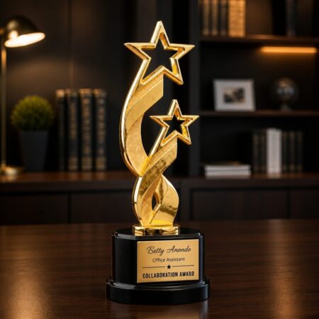 Branded Gold Star Award Trophy
