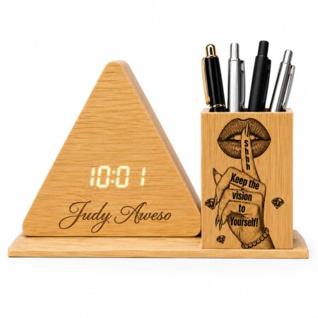 Personalized Pyramid Wooden Pen Holder