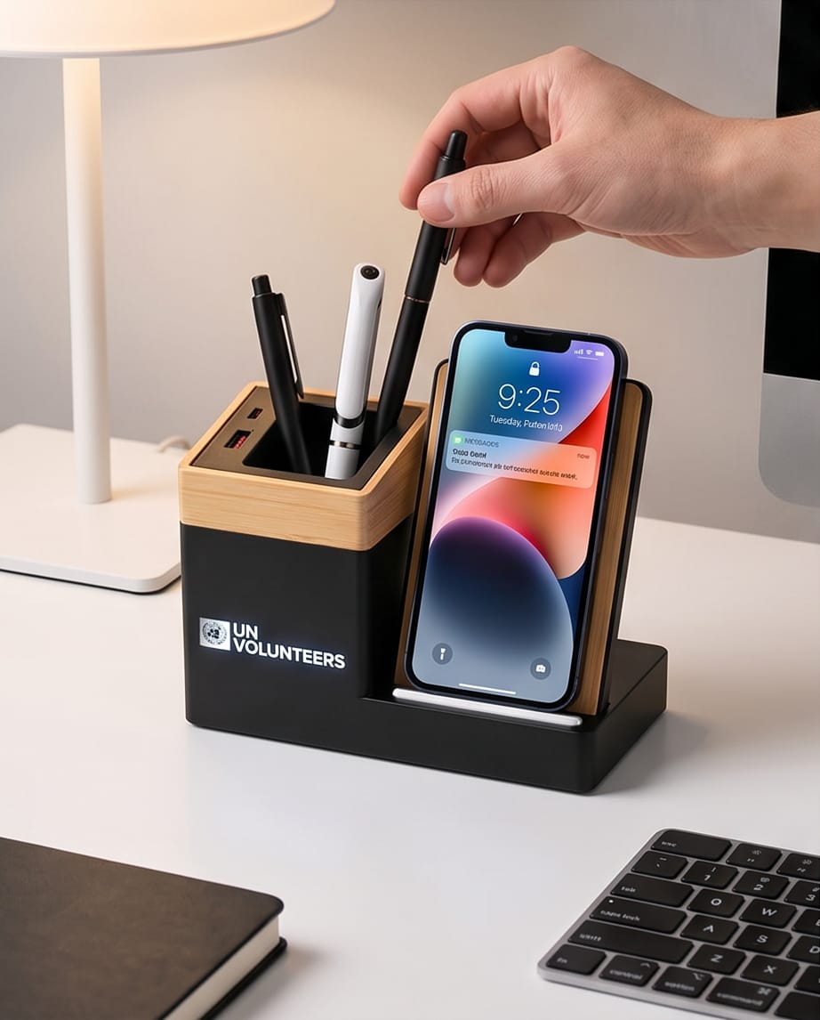 Desk Organizer With Wireless Charger