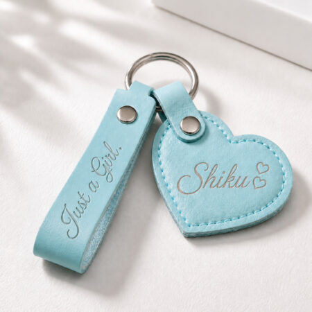 Engraved Leather Love Keychain