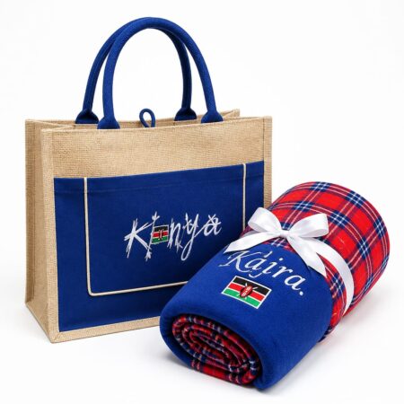 Jute Tote Bag and Fleece Blanket Set