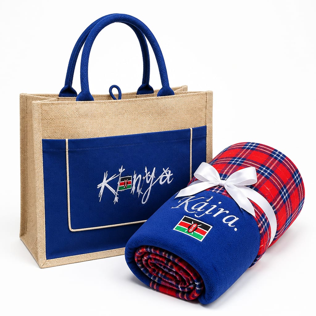 Jute Tote Bag and Fleece Blanket Set