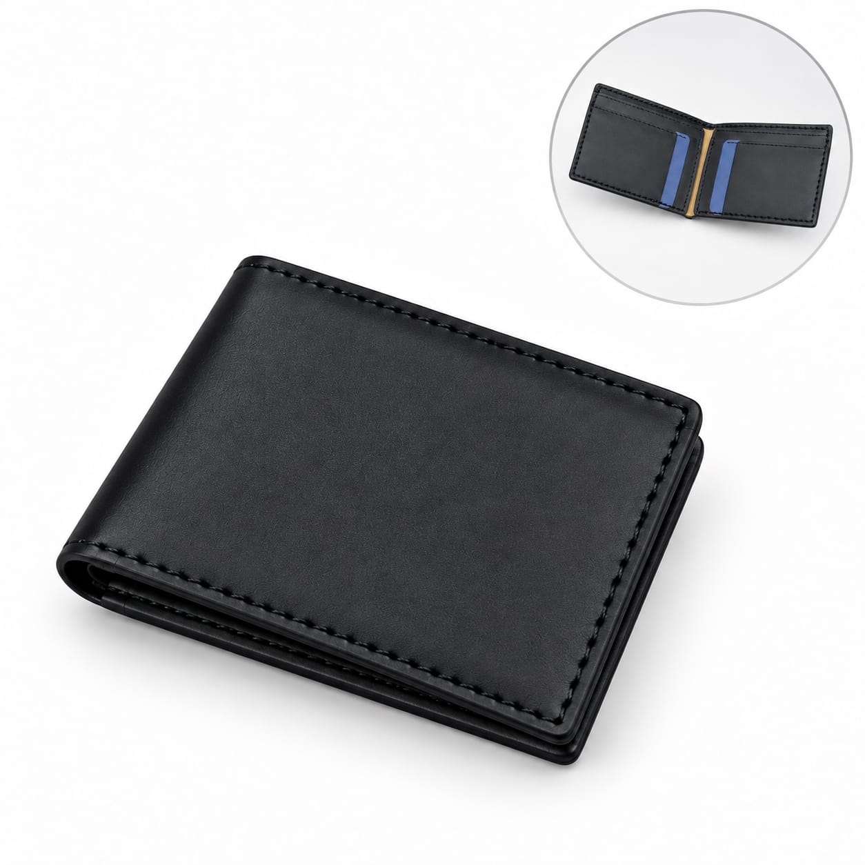Men's Black Leather Bifold Wallet