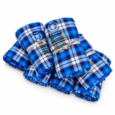 Branded Blue Plaid Fleece Blanket