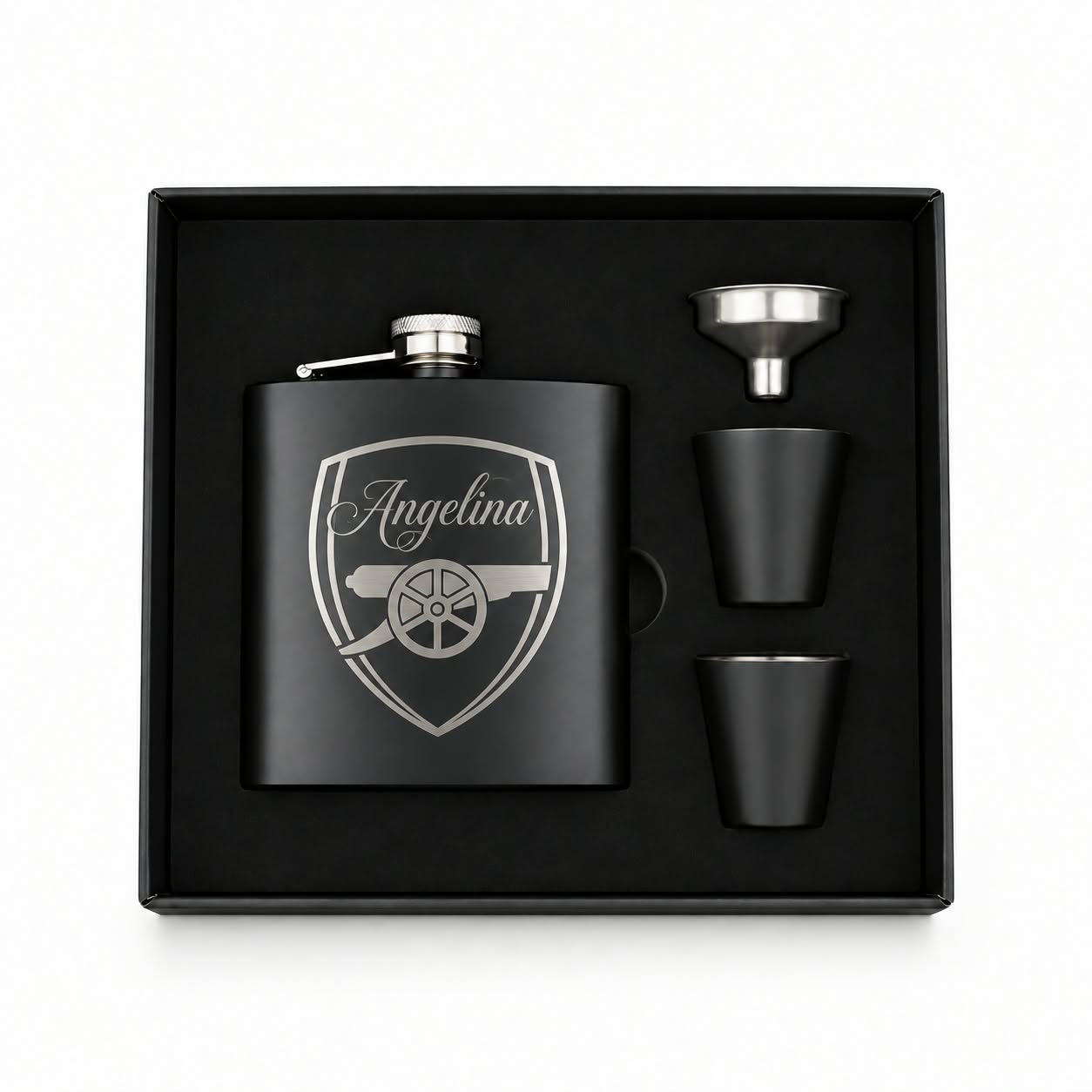 Black Hip Flask Gift Set